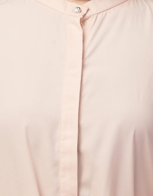 Trendy Basic abaya with front opening and hidden placket in the Shade  Skin